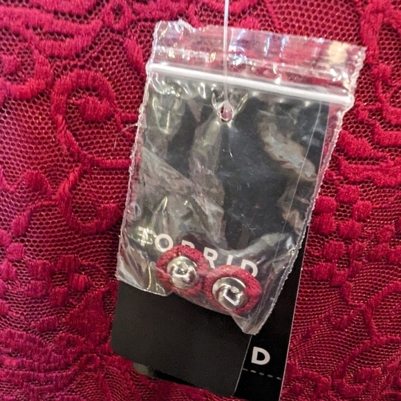 Torrid Studio Knit Lace Fit N Flare Dress, rhubarb plus size 1x - Picture 10 of 10